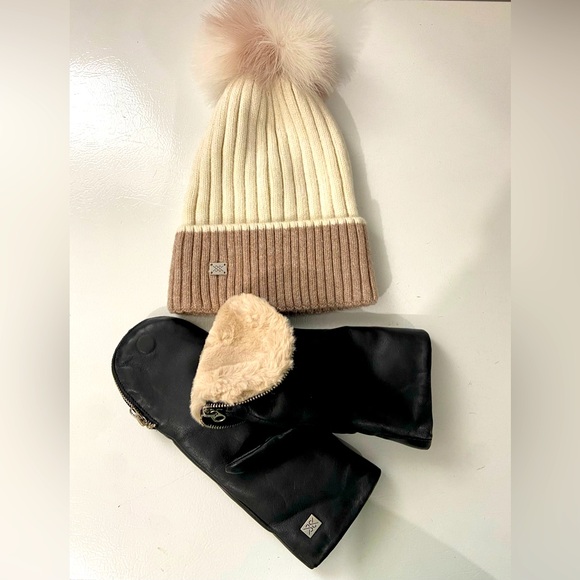 ** SOLD** BRAND NEW (without tags) Ladies Soia & Kyo knit toque & leather mitts - Picture 2 of 4